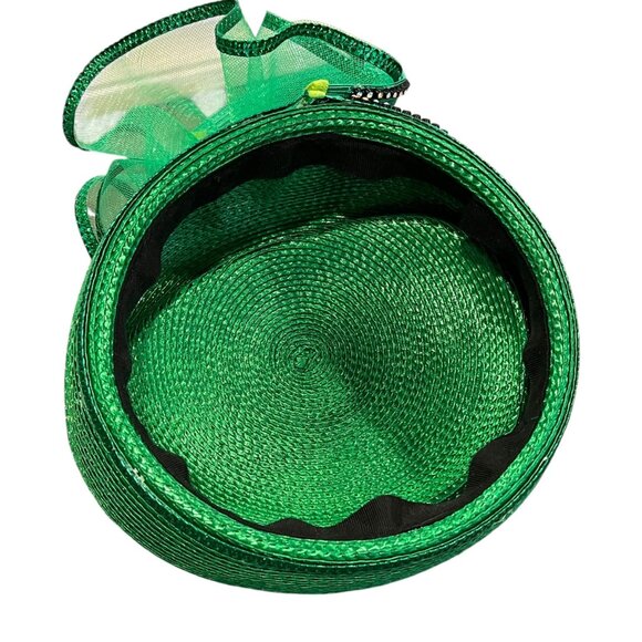Elegant Green Fascinator Hat With Mesh & Rhinestones - Picture 8 of 9